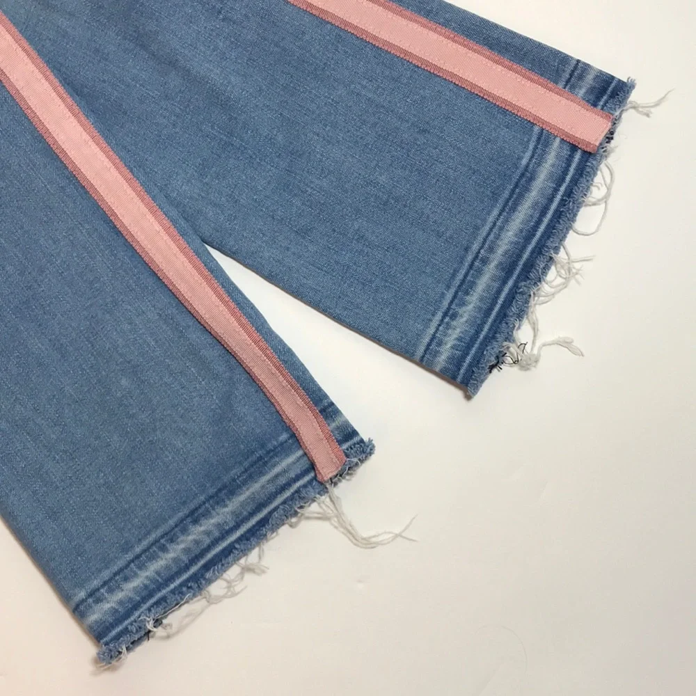 💙 Veronica Beard Carolyn 10” Baby Boot Pink Stripe Jeans - Picture 7 of 14